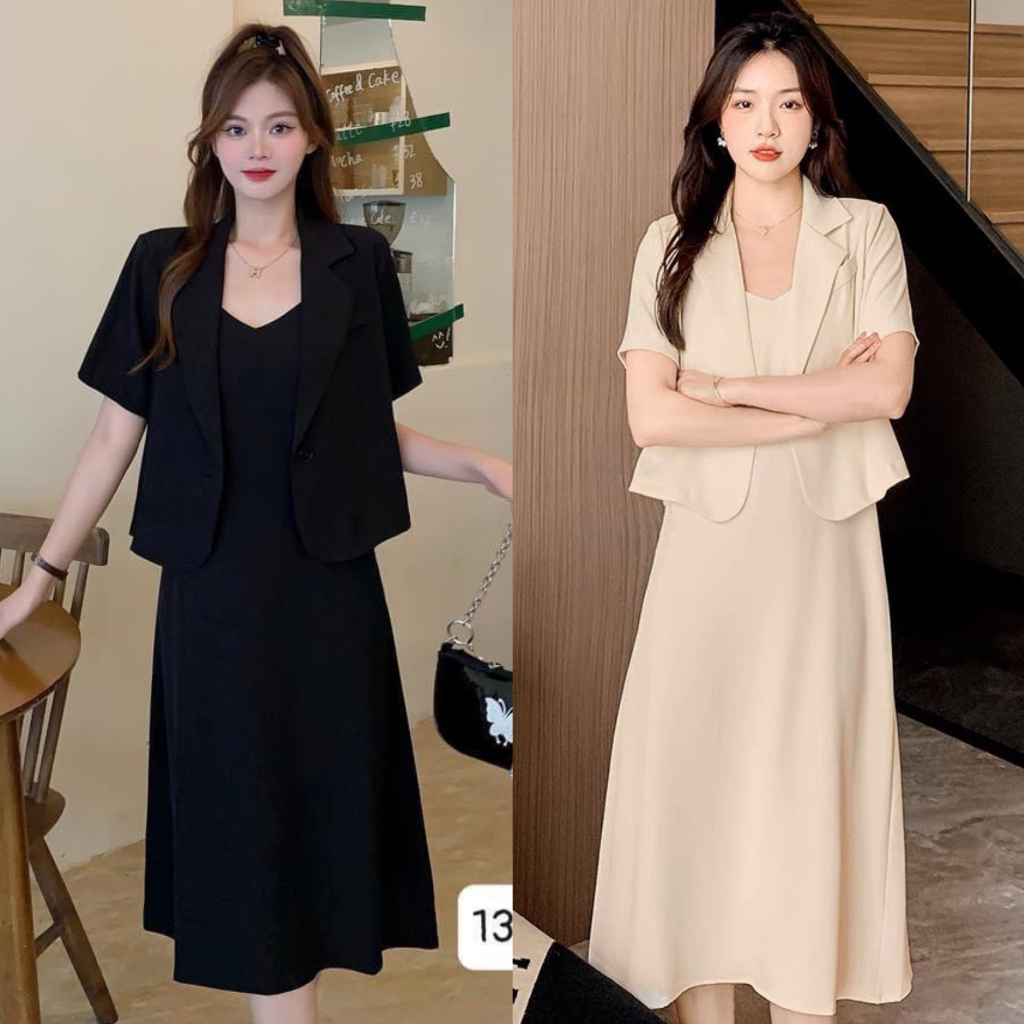 Set váy 2 dây kèm áo blazer cộc tay Hari GenZ Setvay2daykemBlazer P3K7