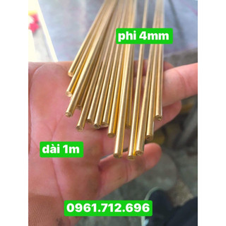 Thanh đồng vàng tròn đặc phi 4mm ,thanh thẳng dài 1m