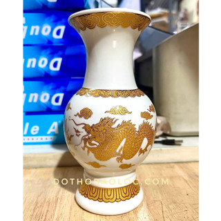Bình bông sứ trắng rông cao 18cm