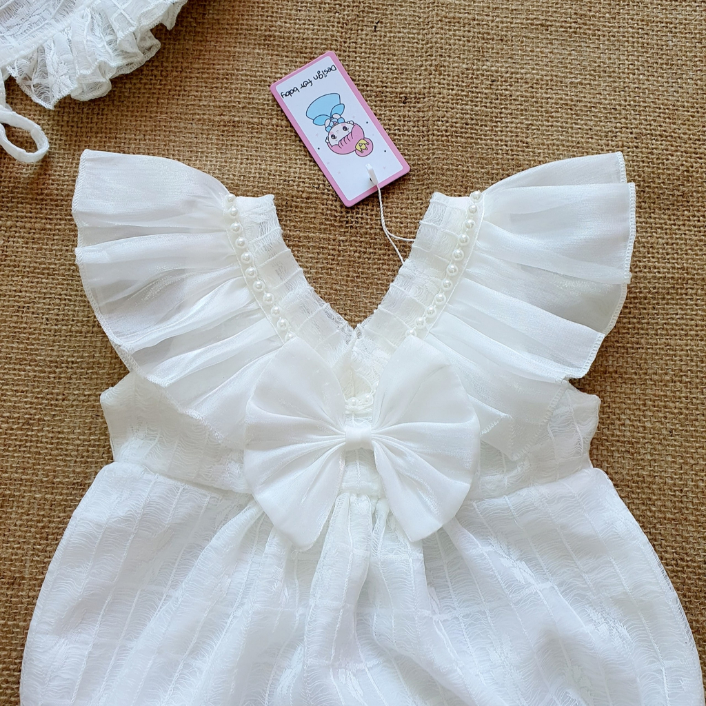 Body váy trắng bé gái dễ thương 🍓[𝐓𝐀̣̆𝐍𝐆 𝐊𝐄̀𝐌 Mũ🍓 Su Shop- body thiết kế sinh nhật thôi nôi cho bé