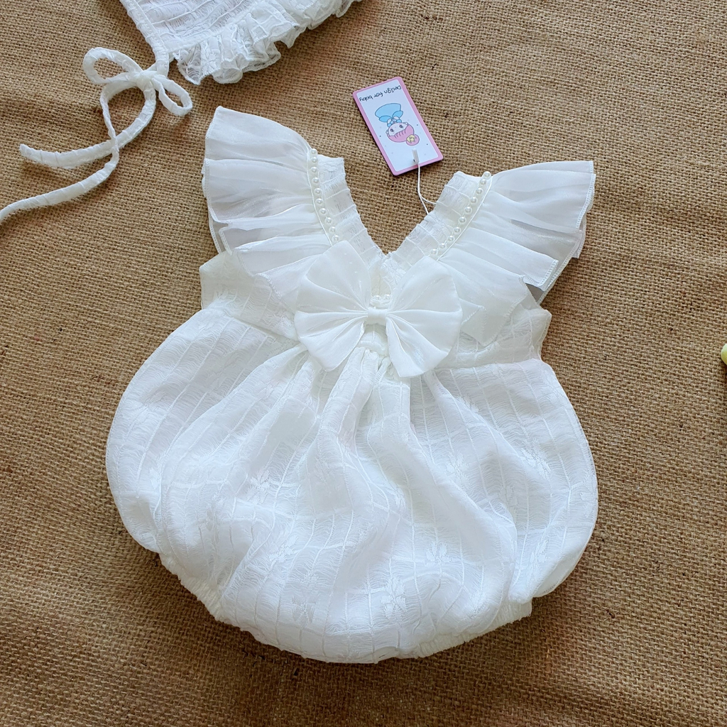 Body váy trắng bé gái dễ thương 🍓[𝐓𝐀̣̆𝐍𝐆 𝐊𝐄̀𝐌 Mũ🍓 Su Shop- body thiết kế sinh nhật thôi nôi cho bé