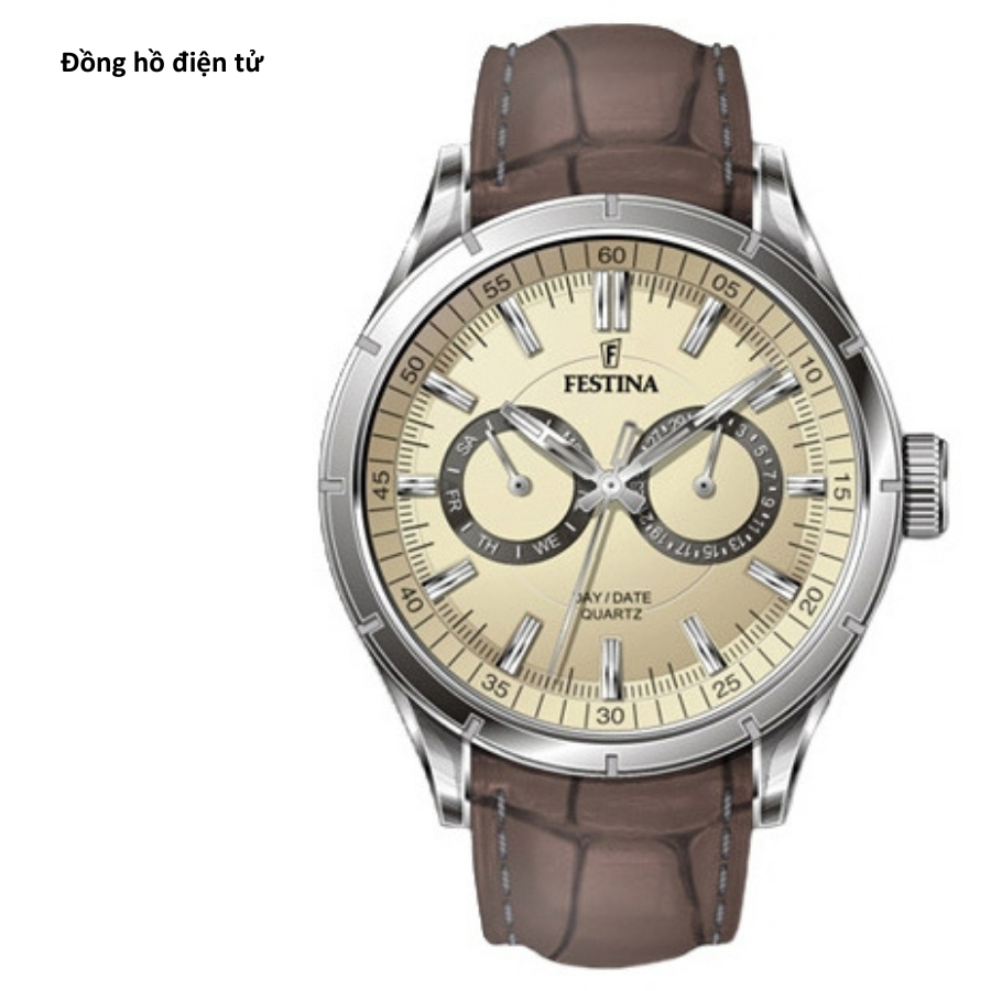 Đồng hồ nam Festina Watch F16781/2 mặt kính Mineral chống xước, chống nước 5 ATM, dây da đeo tay cao cấp chính hãng