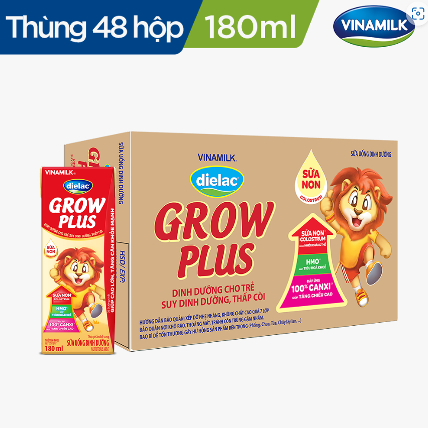 Sữa bột pha sẵn Dielac Grow Plus  - Thùng 48 hộp 180ml