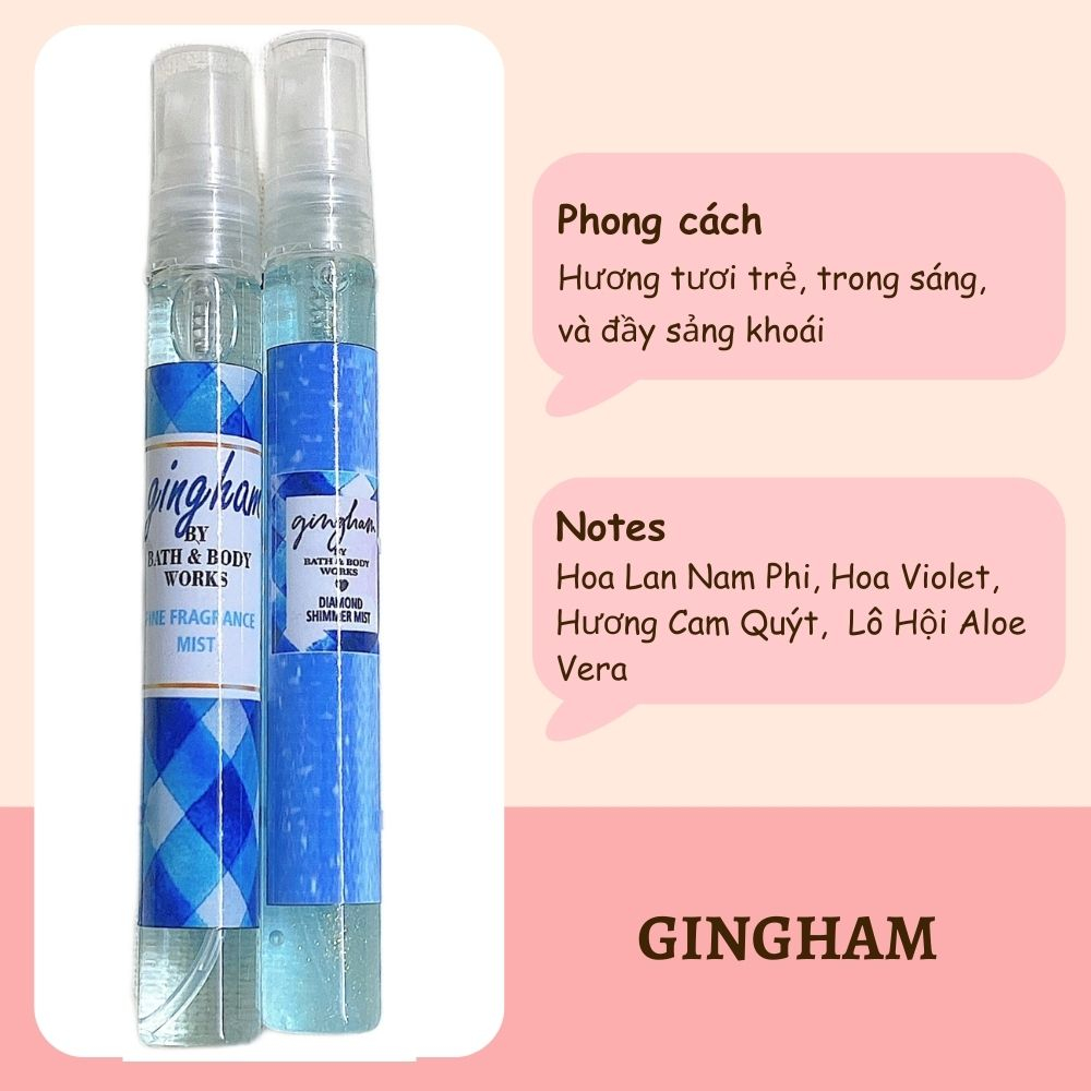 Body Mist, Xịt Thơm Toàn Thân, Body Mist Gingham, Nước Hoa Chiết Bath And Body Work