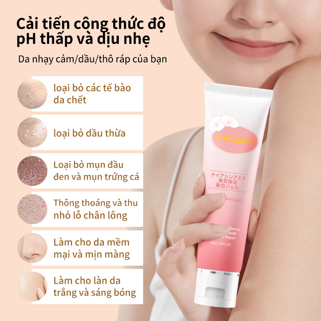 Gel Tẩy Tế Bào Chết  Niacinamide+Ceramide 50g AISASEA Kem Làm Trắng Da Sạch Sâu Lỗ Chân Giảm Mụn Đầu Đen | BigBuy360 - bigbuy360.vn