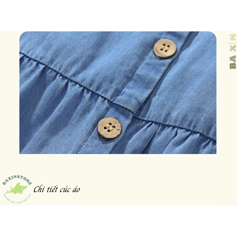 VÁY JEAN SÁT NÁCH NÚT CÀI CHO BÉ GÁI TRẺ EM LITTLE MAVEN HOẠ TIẾT SIÊU DỄ THƯƠNG THÊU NỔI SIZE ĐẠI