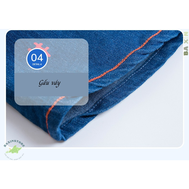 VÁY JEAN SÁT NÁCH NÚT CÀI CHO BÉ GÁI TRẺ EM LITTLE MAVEN HOẠ TIẾT SIÊU DỄ THƯƠNG THÊU NỔI SIZE ĐẠI