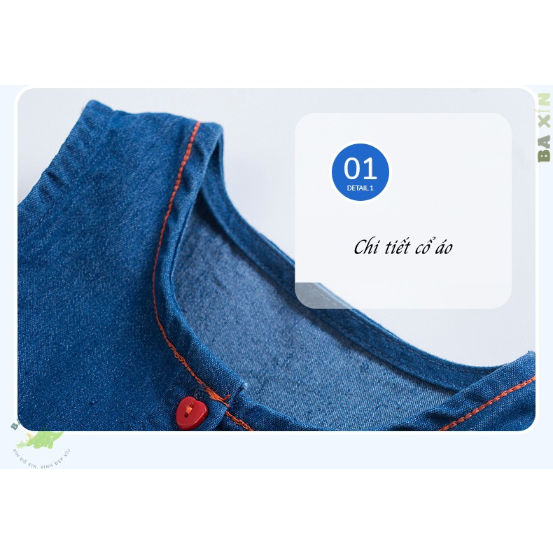 VÁY JEAN SÁT NÁCH NÚT CÀI CHO BÉ GÁI TRẺ EM LITTLE MAVEN HOẠ TIẾT SIÊU DỄ THƯƠNG THÊU NỔI SIZE ĐẠI