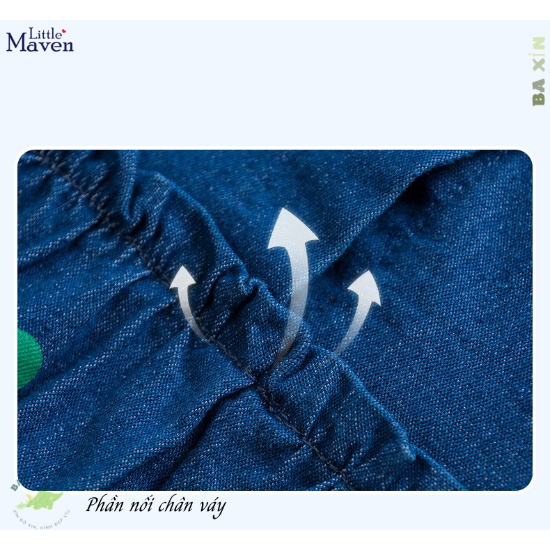 VÁY JEAN SÁT NÁCH NÚT CÀI CHO BÉ GÁI TRẺ EM LITTLE MAVEN HOẠ TIẾT SIÊU DỄ THƯƠNG THÊU NỔI SIZE ĐẠI