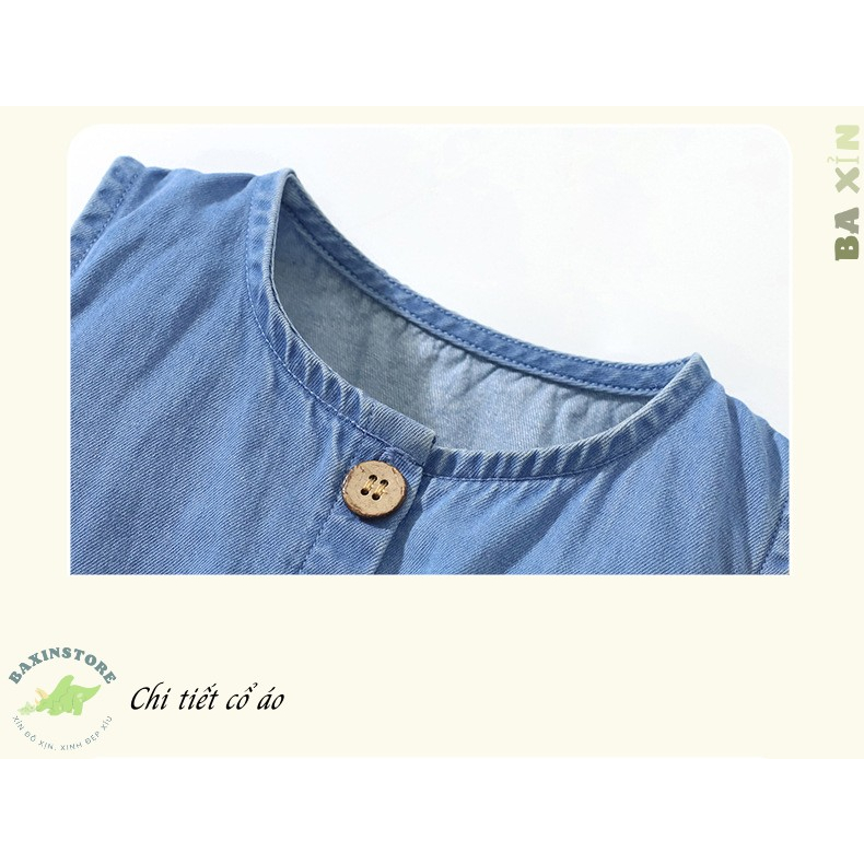 VÁY JEAN SÁT NÁCH NÚT CÀI CHO BÉ GÁI TRẺ EM LITTLE MAVEN HOẠ TIẾT SIÊU DỄ THƯƠNG THÊU NỔI SIZE ĐẠI