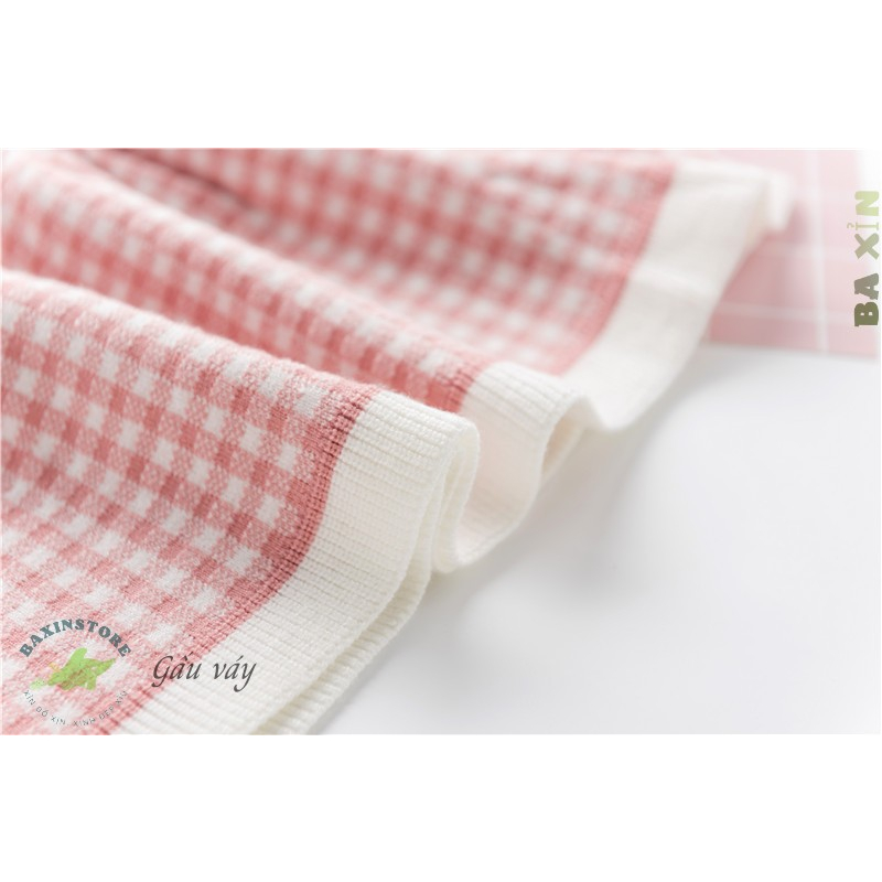 VÁY ĐẦM CHỮ A DÀI TAY CỔ TRÒN CHẤT COTTON LEN BÔNG, LEN TĂM DÀY MÙA ĐÔNG CHO BÉ GÁI TRẺ EM