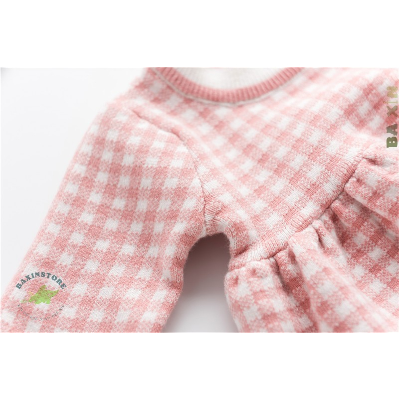 VÁY ĐẦM CHỮ A DÀI TAY CỔ TRÒN CHẤT COTTON LEN BÔNG, LEN TĂM DÀY MÙA ĐÔNG CHO BÉ GÁI TRẺ EM