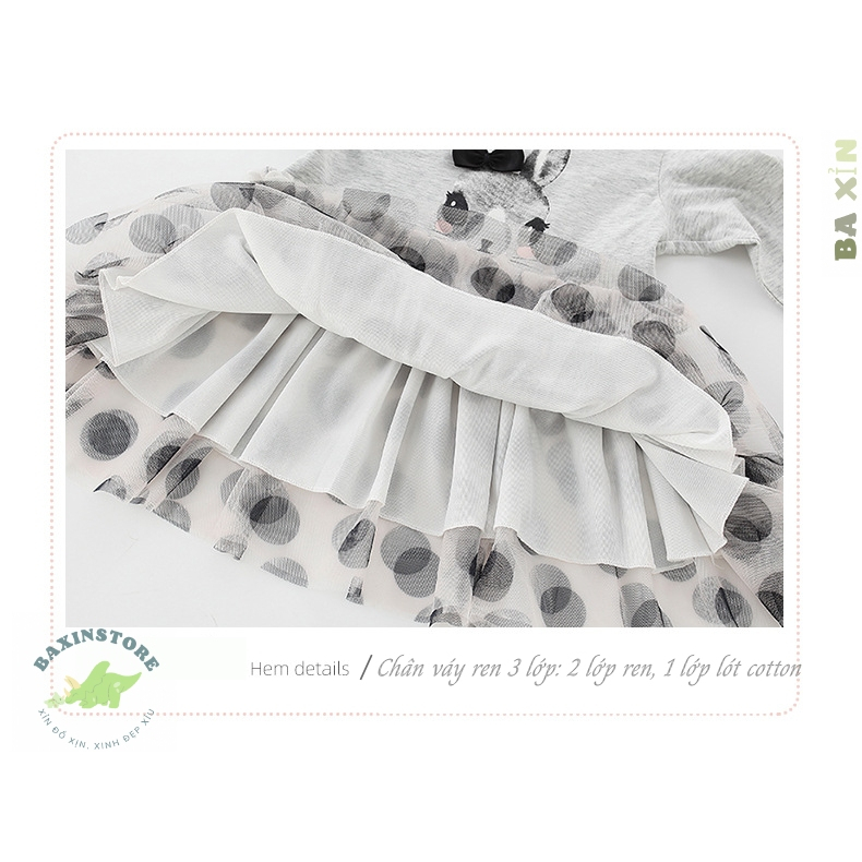 VÁY ĐẦM BABYDOLL CÔNG CHÚA MALWEE COTTON PHỐI REN KIM TUYẾN CHO BÉ GÁI TRẺ EM SIZE ĐẠI 2 3 4 5 6 7 TUỔI