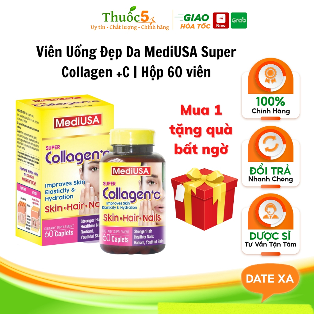 MediUSA Super Collagen +C chống oxi hóa làn da, đẹp mịn màng