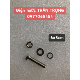Bu lông inox 304 phi M6 đi kèm ê cu và long đen