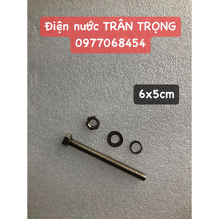 Bu lông inox 304 phi M6 đi kèm ê cu và long đen