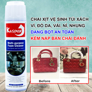 Chai Xịt Vệ Sinh Túi Xách, Ví Da, Áo Da, Giày Da, Đồ Da, Nỉ, Vải Nhung - Đánh Sạch Vết Bẩn Bằng Nắp Bàn Chải - An Toàn