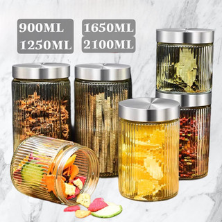 Bình Thuỷ Tinh Đựng Đồ Khô Nắp Inox Kín Khí, Hộp Đựng Thực Phẩm Nhà Bếp, Hộp Đựng Trà Phòng Khách