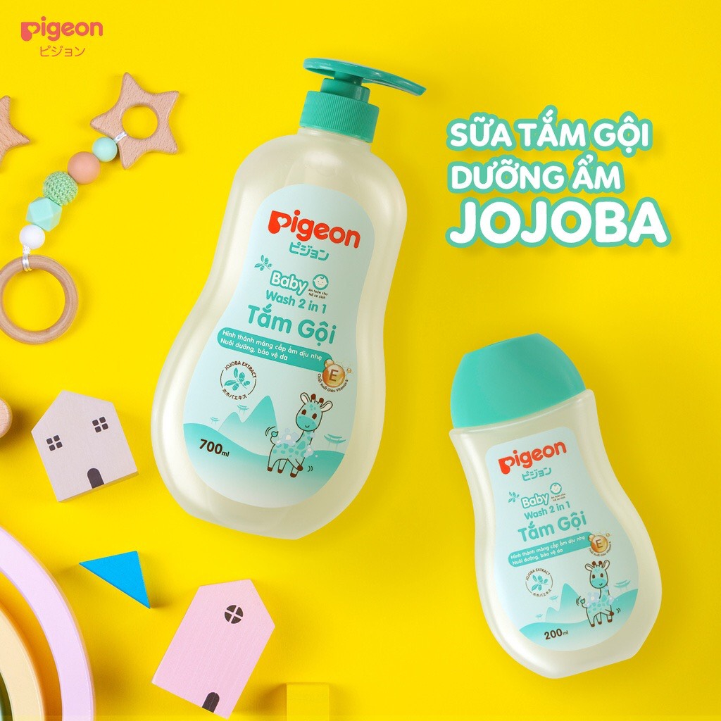 COMBO 2 chai Tắm gội PIGEON, sữa tắm gội toàn thân cho bé  700ML - 200ML