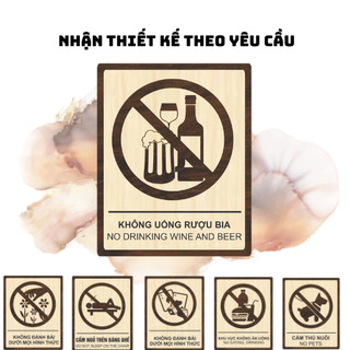 Biển cấm bia rượu, cấm nhậu decor trang trí không gian bằng gỗ .