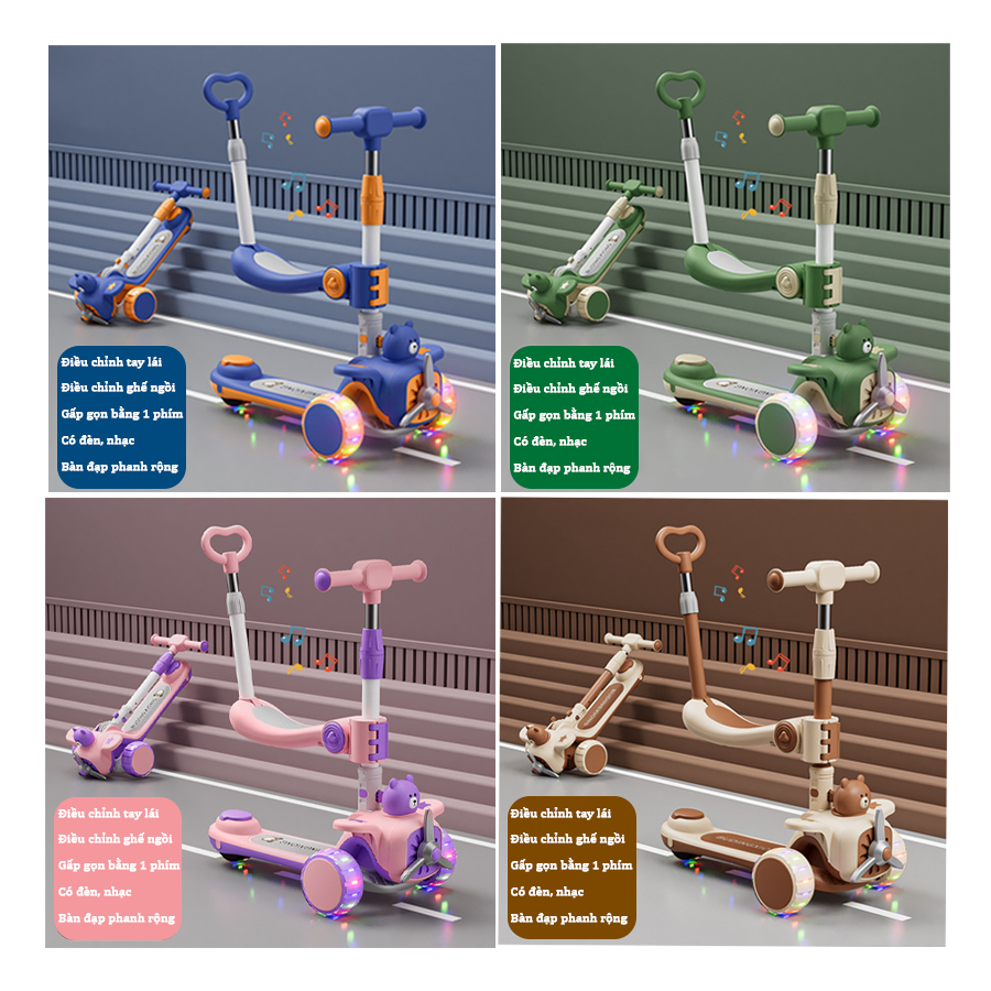 Xe trượt scooter cao cấp đa năng 3 trong 1, Bập bênh cho bé