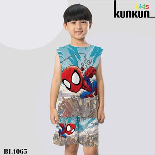 Bộ ba lỗ bé trai thun lạnh in 3d hình người nhện Spiderman Kunkun Kid BL1065-Quần áo trẻ em cao cấp size đại từ 10-60kg