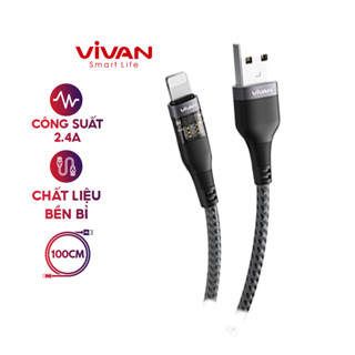 Cáp Sạc LightTáo VIVAN Explore AL Công Suất 2.4A Dài 100cm, Chất Liệu Dây Bền Bỉ Chống Rối, Thiết Kế Trong Suốt