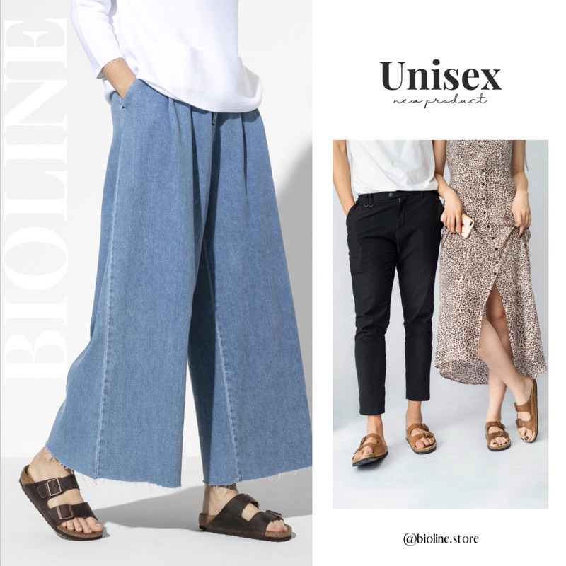 D01-Dép đế trấu da bò quai ngang Birken Bioline Unisex