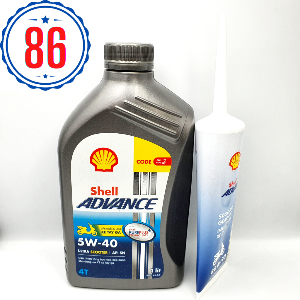 Combo nhớt tổng hợp xe tay ga Shell ultra 5W40 tặng nhớt láp Shell