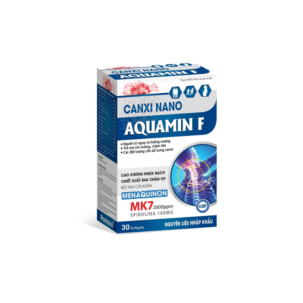 Canxi nano mk7 Aquamin giúp xương răng chắc khỏe, ngừa loãng xương - Hộp 30 Viên