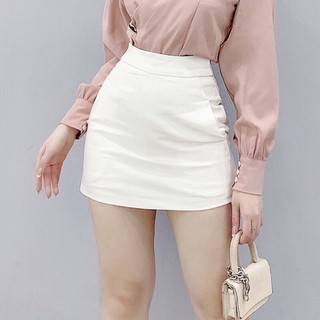 Chân váy ngắn dáng chữ A chun sau 2 túi cạnh - Chân váy basic dáng xòe nhẹ