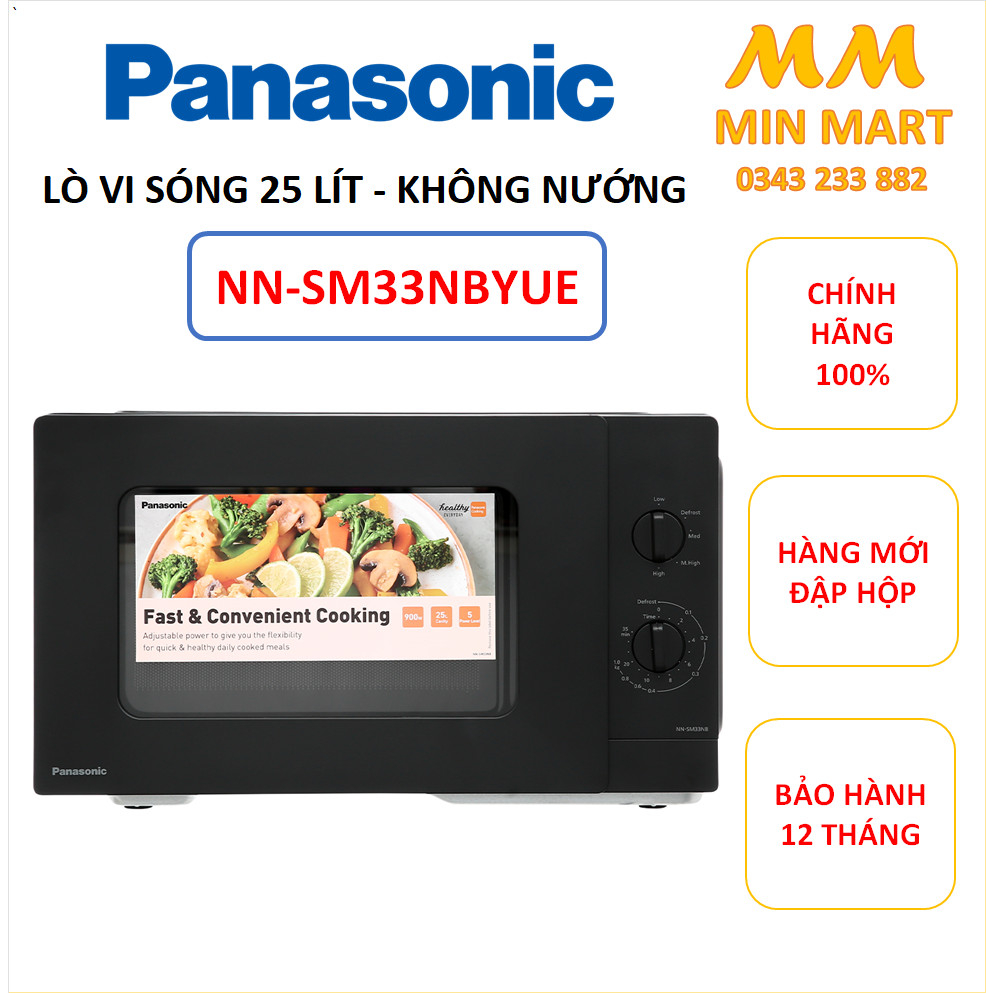 Lò Vi Sóng Panasonic NN-SM33NBYUE 25 Lít: Cam Kết Chính Hãng, Hàng Mới Đập Hộp, Bảo Hành 12 Tháng