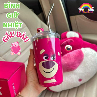 Bình giữ nhiệt gấu dâu 52 - pikabu - pk024