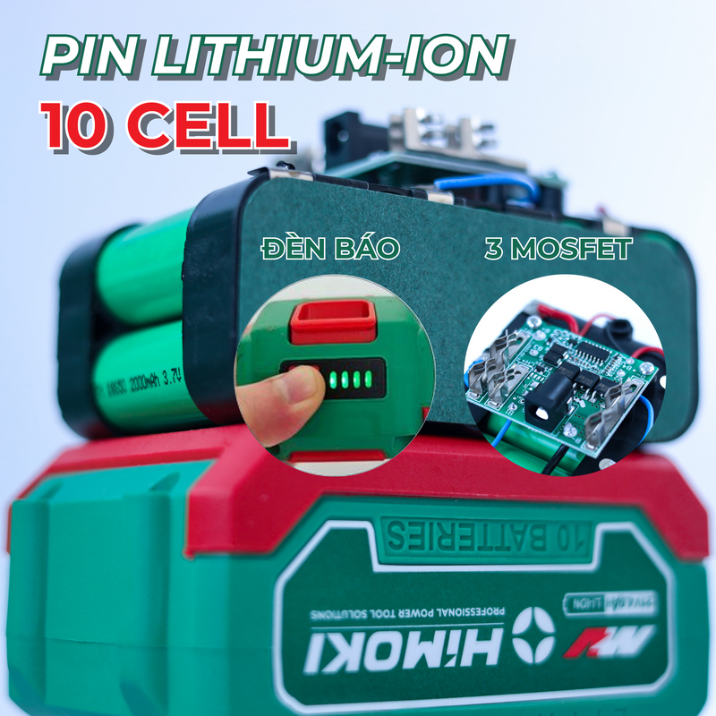 Máy siết bulong Himoki HM-IW520NBL - Mở bulong ô tô tải - Không Chổi Than - Lực siết 520N-Tặng kèm túi vải- Bảo hành 12T