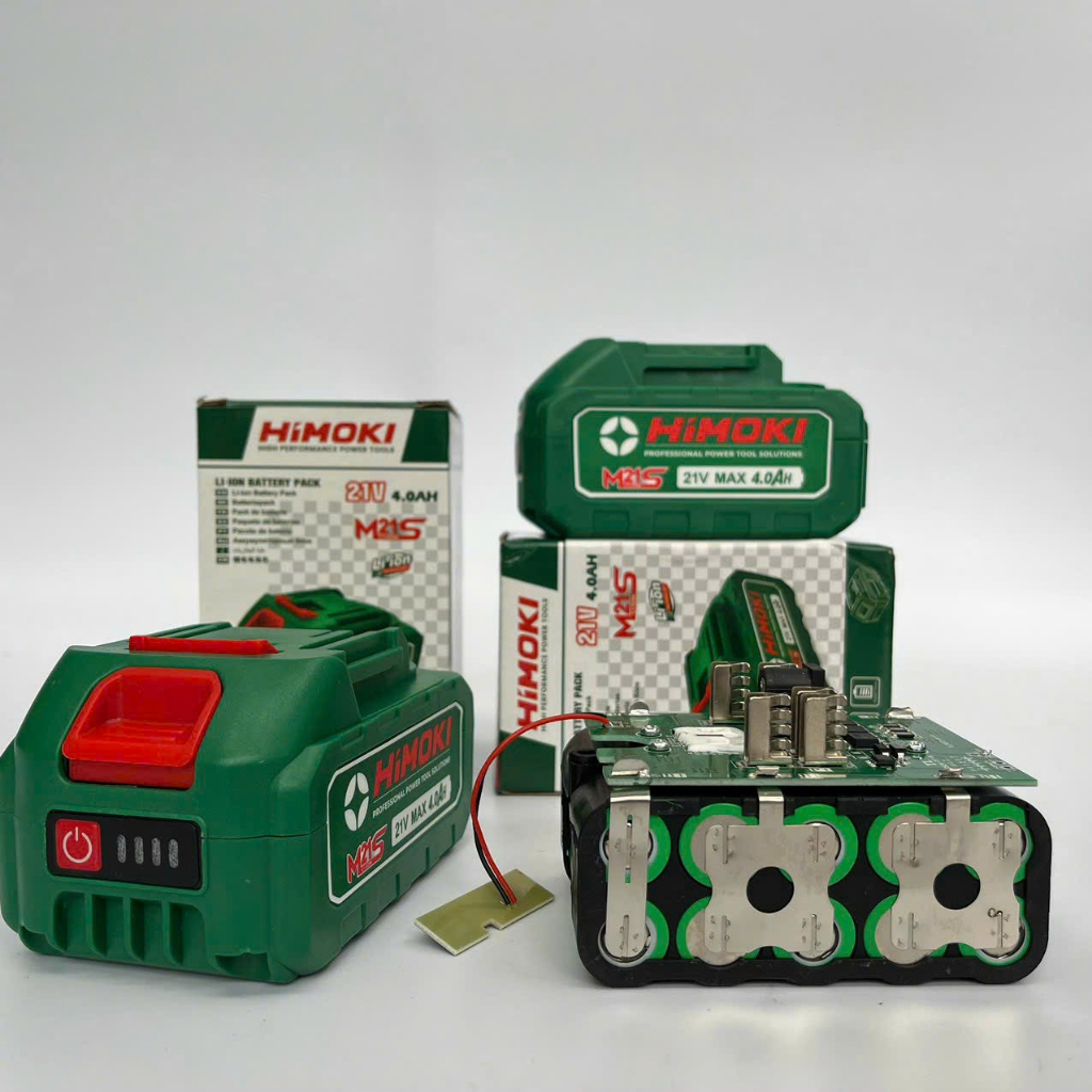 Pin Himoki 10 Cell 4Ah Lithium Ion - Mạch 4 mosfet  -  Pin 10 cell - Chân pin makita thông dụng - Có đèn báo dung lượng