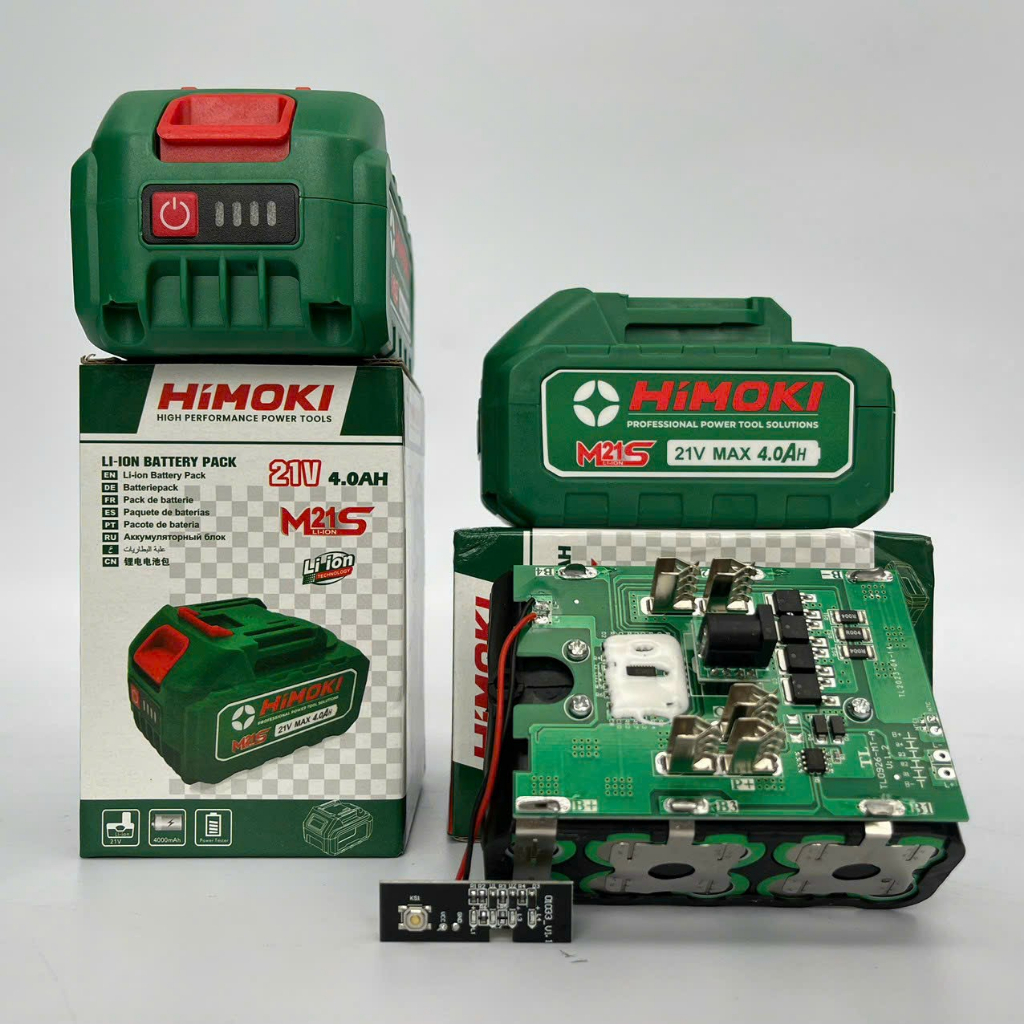 Pin Himoki 10 Cell 4Ah Lithium Ion - Mạch 4 mosfet  -  Pin 10 cell - Chân pin makita thông dụng - Có đèn báo dung lượng