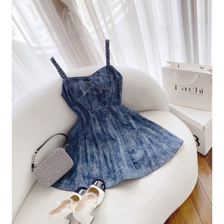 ĐẦM JEAN 2 DÂY BÍNH THẮT NƠ LƯNG ♥️