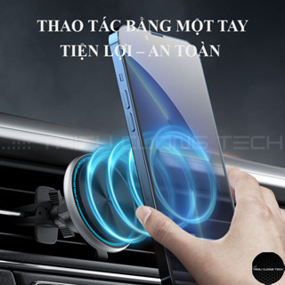 Giá Đỡ Điện Thoại Ô Tô Xe Hơi Kiêm Sạc Không Dây Qi Thông Minh TCT-M1 Lực Hút Nam Châm Kẹp Cửa Thông Gio Tặng Kèm Đế Hít