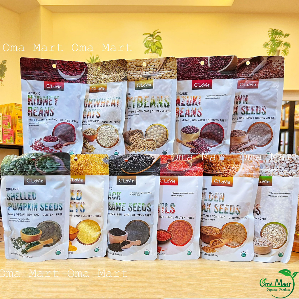 Hạt lanh nâu , vàng hữu cơ Clavie 200g sống chưa rang