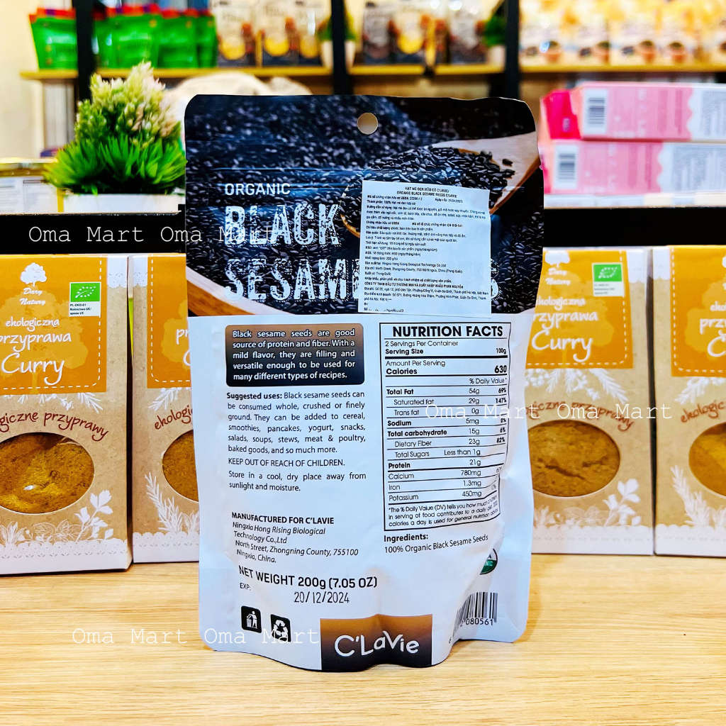 Hạt mè đen hữu cơ Clavie 200g