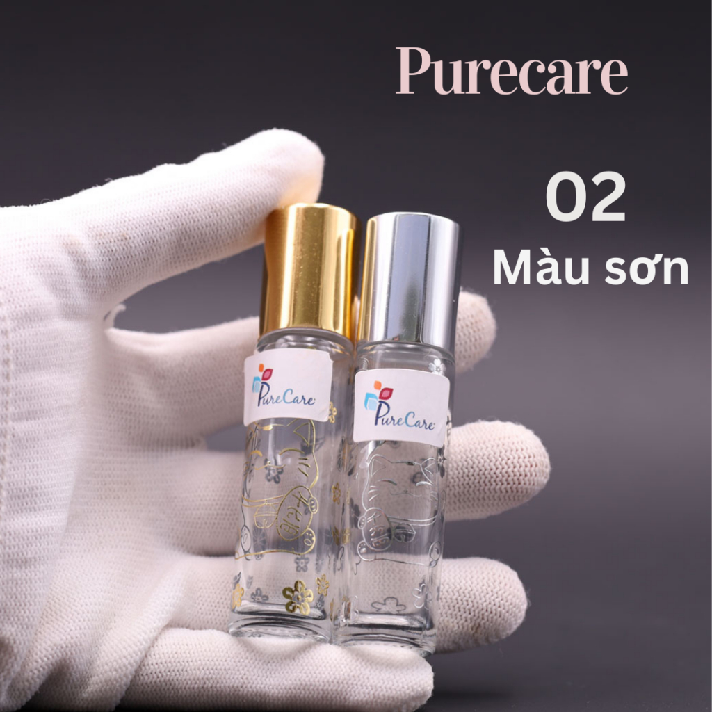 2023  Chai Bi lăn 10ml Hình Mèo THẦN TÀI Nhật Bản cao cấp Màu Vàng Bạc chiết nước hoa tinh dầu