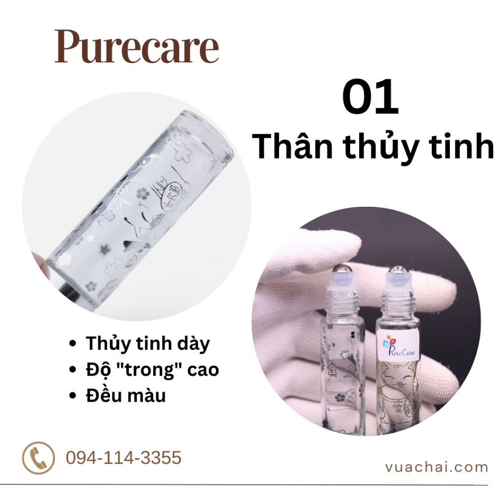 2023  Chai Bi lăn 10ml Hình Mèo THẦN TÀI Nhật Bản cao cấp Màu Vàng Bạc chiết nước hoa tinh dầu