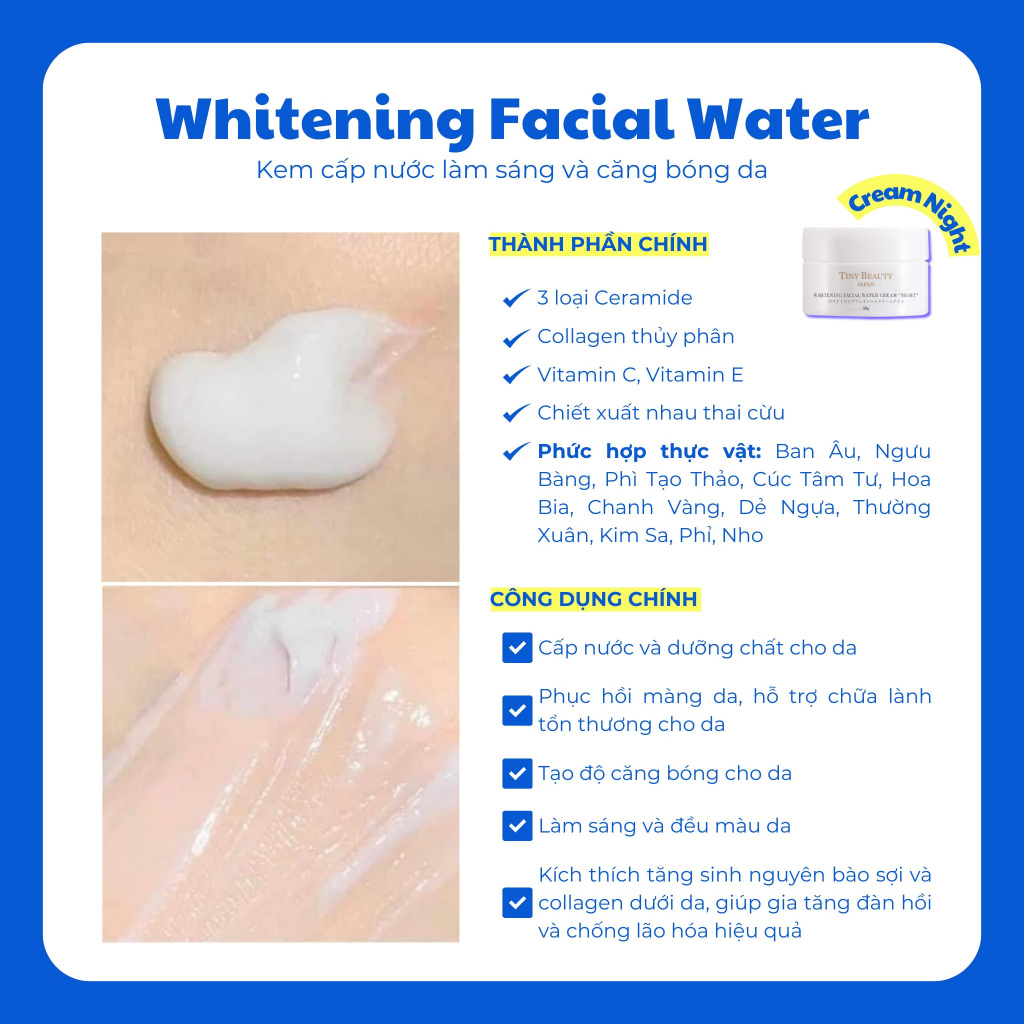 Whitening Facial water cream NIGHT/ Kem dưỡng trắng da mặt ĐÊM/ FACE ĐÊM