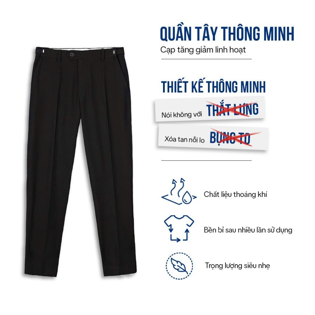 Quần tây nam baggy tăng cạp SMART PANT cao cấp co giãn tốt thương hiệu TF4