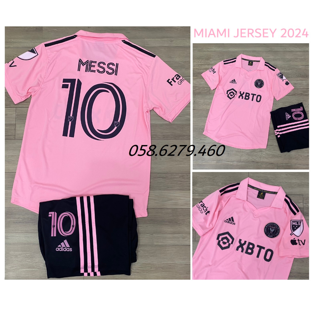 Bộ quần áo bóng đá MESSI Inter Miami Hồng sân nhà 2024-SV