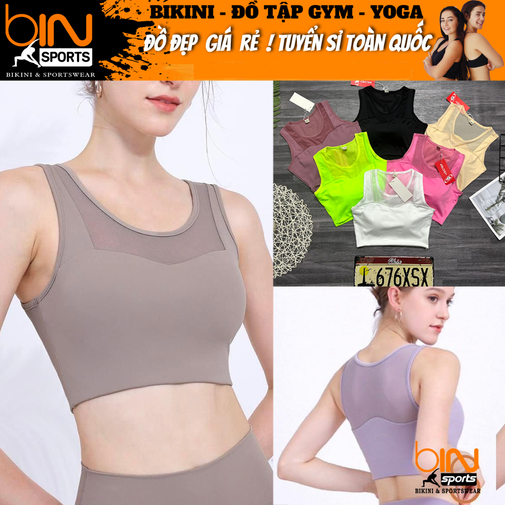 Áo Bra tập Gym Yoga Thể Thao Nữ Phối Lưới Nhiều Màu Kèm Mút Bin Sports A253