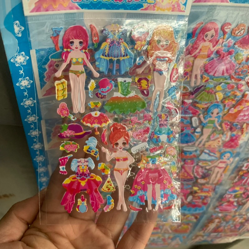 Sticker công chúa thay đồ nồi 3d