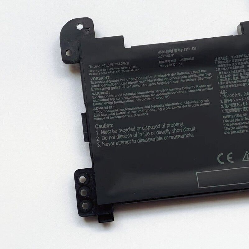 Pin Zin Laptop Asus VivoBook F510U S15 S510U X510U X541U X542U X510UR B31N1637 Mới 100%