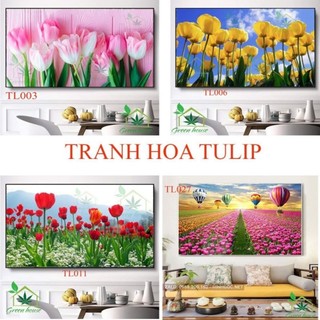 Tranh Tráng Gương Trang Trí Treo Tường Tranh Hoa Tulip Decor Nhà Cửa Phòng Khách Phòng Ngủ Mẫu Mới Hiện Đại