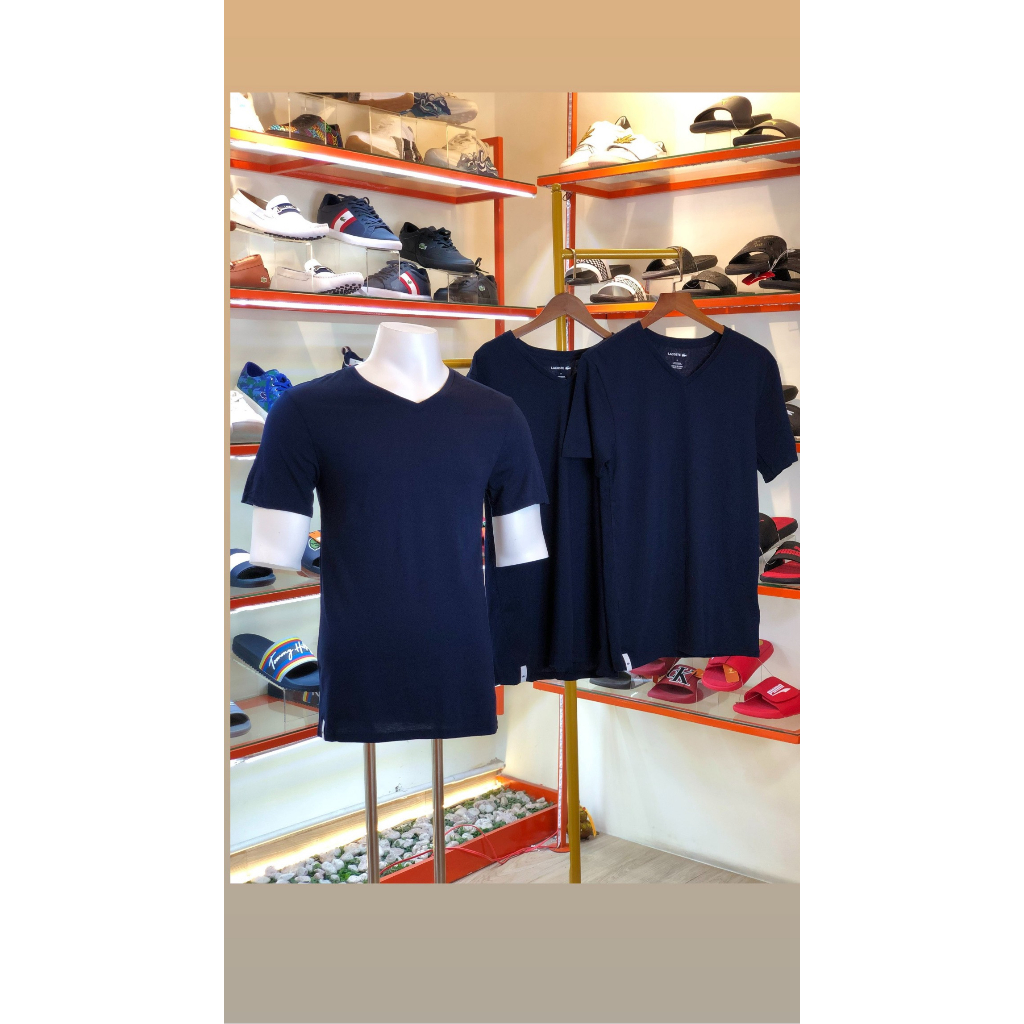 Set 3 Áo Thun Cổ Tim Trắng Lacoste 100% Cotton - New - TH337451 - TH900251